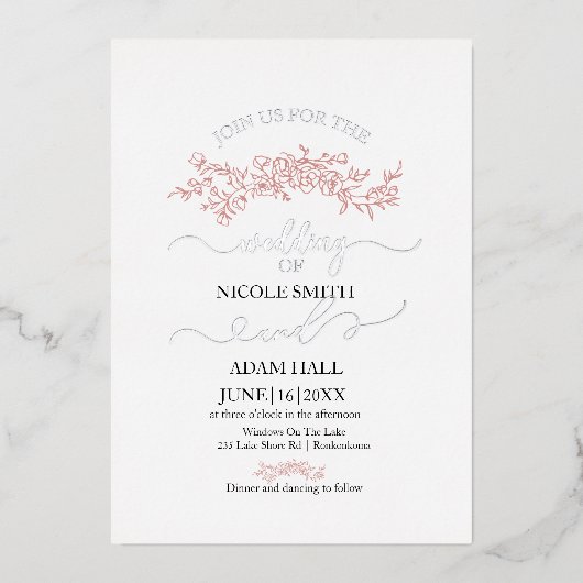 Einladung zur Minimalistischen Blumenhochzeit | El (Vorderseite)