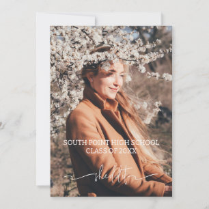 Einladung zur Minimalistischen Boho Foto Graduatio