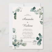 Einladung zur Minimalistischen Eukalyptus-Hochzeit (Vorderseite)