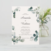 Einladung zur Minimalistischen Eukalyptus-Hochzeit (Stehend Vorderseite)