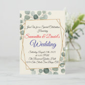 Einladung zur Minimalistischen Eukalyptus-Hochzeit (Stehend Vorderseite)