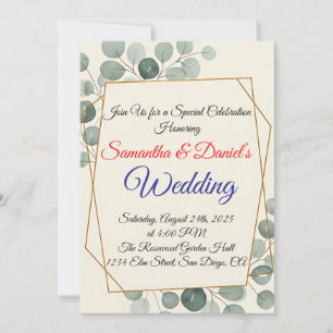 Einladung zur Minimalistischen Eukalyptus-Hochzeit