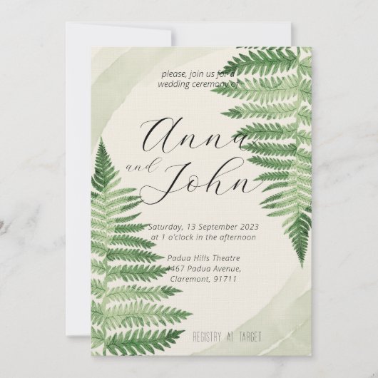 Einladung zur Minimalistischen Grünen Hochzeit (Vorderseite)