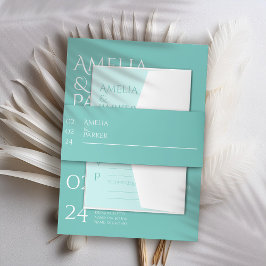 Einladung zur Minimalistischen Grünen Hochzeit Einladungsbanderole