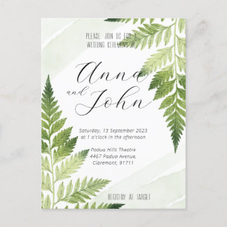 Einladung zur Minimalistischen Grünen Hochzeit Postkarte