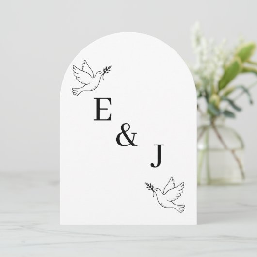 Einladung zur Minimalistischen handgezogenen Hochz (Stehend Vorderseite)