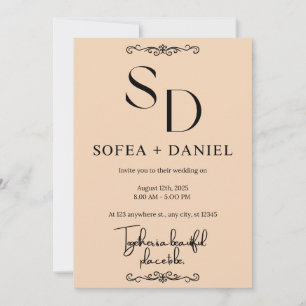 Einladung zur Minimalistischen Hochzeit Editable
