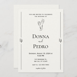 Einladung zur Minimalistischen Hochzeit in Gray Bl