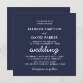 Einladung zur Minimalistischen Hochzeit in Navy Wh (Vorne/Hinten)