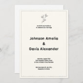 Einladung zur Minimalistischen Hochzeit von Creme (Vorne/Hinten)
