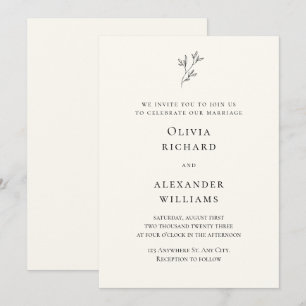 Einladung zur Minimalistischen Hochzeit von Creme 