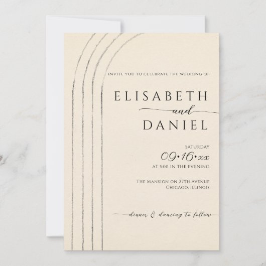 Einladung zur Minimalistischen Hochzeit von Elfenb (Vorderseite)