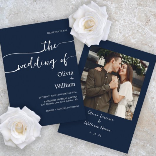 Einladung zur Minimalistischen Hochzeit von Navy