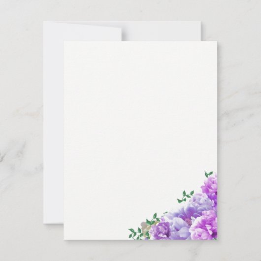 Einladung zur Minimalistischen Lila Blumenhochzeit (Rückseite)