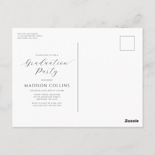 Einladung zur Minimalistischen Lines Graduation Pa Postkarte (Rückseite)
