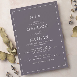 Einladung zur Minimalistischen Monogram Slate Gray