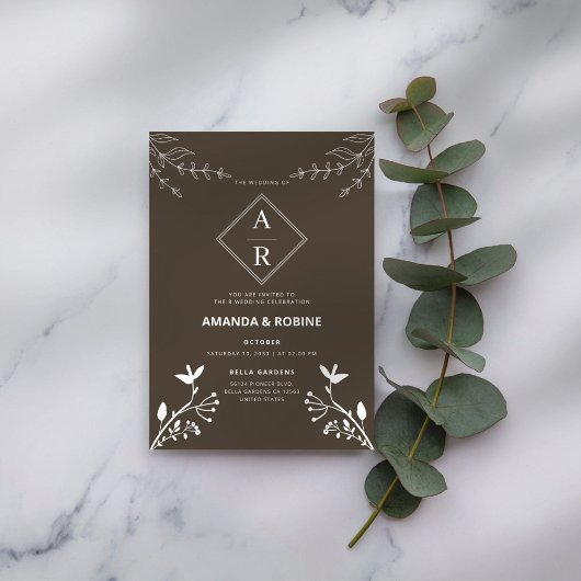 Einladung zur Minimalistischen Monogramm-Hochzeit