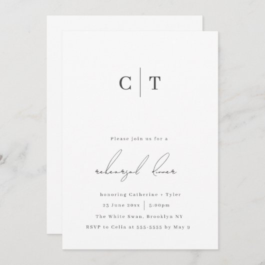 Einladung zur Minimalistischen Monogramm-Probe (Vorne/Hinten)