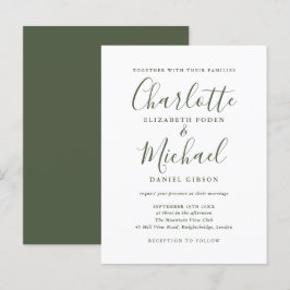 Einladung zur Minimalistischen Olive Green Script 