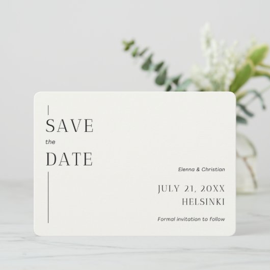 Einladung zur Minimalistischen Save the Date Karte (Stehend Vorderseite)