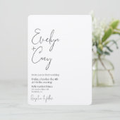 Einladung zur Minimalistischen Schwarz-Weiß-Hochze (Stehend Vorderseite)