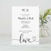 Einladung zur Minimalistischen Schwarz-Weiß-Hochze (Stehend Vorderseite)