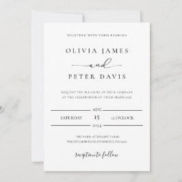 Einladung zur Minimalistischen Schwarz-Weiß-Hochze