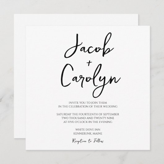 Einladung zur Minimalistischen Schwarz-weißen Hoch (Vorne/Hinten)