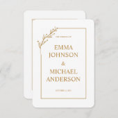 Einladung zur Minimalistischen White & Gold Hochze (Vorne/Hinten)