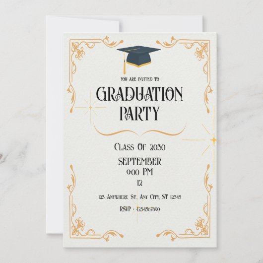 Einladung zur Minimalistischen White Graduation Pa (Vorderseite)