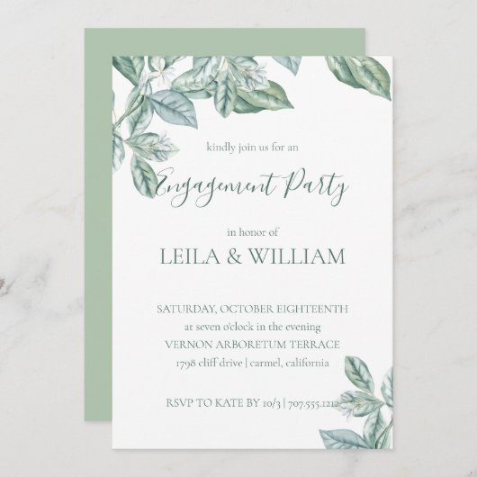 Einladung zur mint botanischen Elegant-Engagement- (Vorne/Hinten)