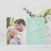 Einladung zur "Mint & White Whimsical Engagement P (Stehend Vorderseite)