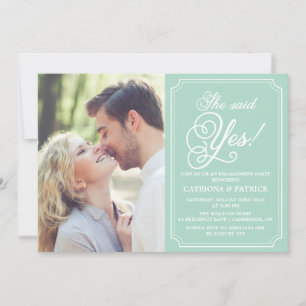 Einladung zur "Mint & White Whimsical Engagement P