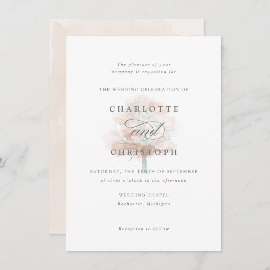 Einladung zur Misty tree-Hochzeit (Vorne/Hinten)