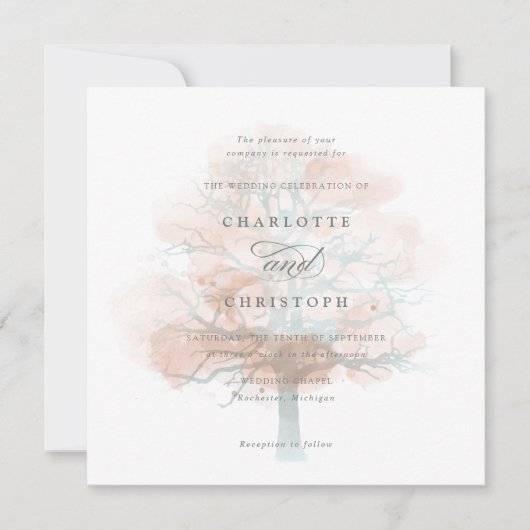 Einladung zur Misty tree-Hochzeit (Vorderseite)