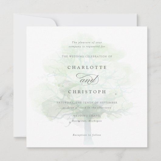 Einladung zur Misty tree-Hochzeit (Vorderseite)