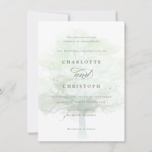 Einladung zur Misty tree-Hochzeit (Vorderseite)