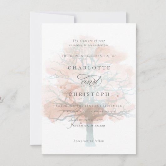 Einladung zur Misty tree-Hochzeit (Vorderseite)