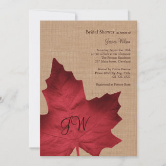 Einladung zur Mit Monogramm Brautdusche Red Burlap