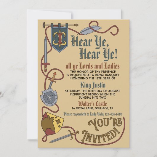 Einladung zur mittelalterlichen Renaissance König (Vorderseite)