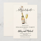 Einladung zur Modernen Champagner-Engagement (Vorne/Hinten)