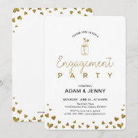 Einladung zur modernen Gold Heart Engagement Party