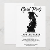 Einladung zur modernen Schwarz-Weiß-Abschlussfeier (Vorne/Hinten)