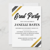 Einladung zur modernen Schwarz-Weiß-Abschlussfeier (Vorderseite)