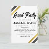 Einladung zur modernen Schwarz-Weiß-Abschlussfeier (Stehend Vorderseite)