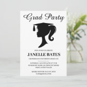 Einladung zur modernen Schwarz-Weiß-Abschlussfeier (Stehend Vorderseite)