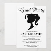 Einladung zur modernen Schwarz-Weiß-Abschlussfeier (Vorne/Hinten)