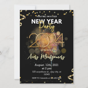 Einladung zur modernen Silvesterparty 'Black Gold'