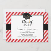 Einladung zur Modernen Stripe Grad Cap Graduation  (Vorderseite)
