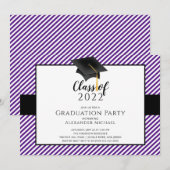 Einladung zur Modernen Stripe Grad Cap Graduation  (Vorne/Hinten)